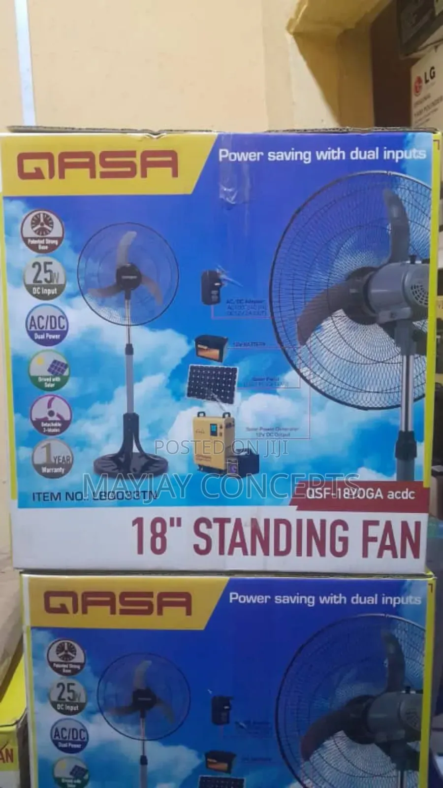 18inches Qasa Ac/Dc Solar Standing Fan - Yoga Stand