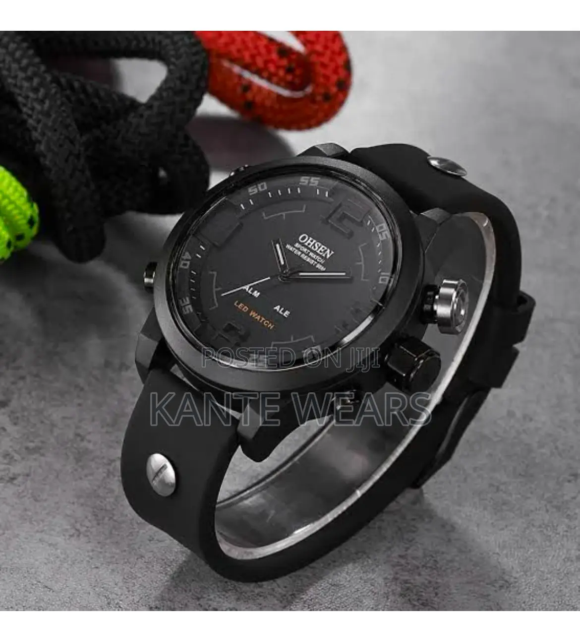 Ohsen Waterproof Double Time Rubber Wristwatch