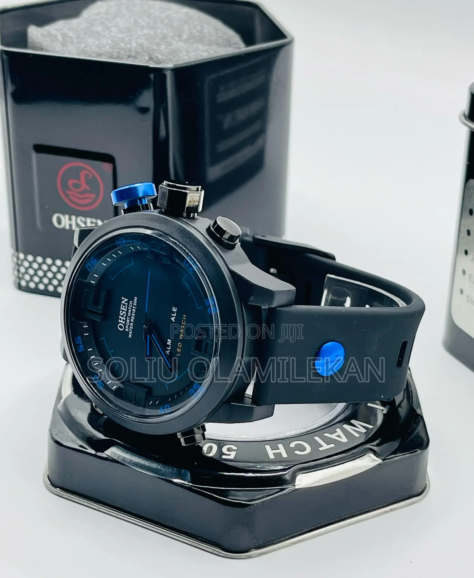 Ohsen Waterproof Double Time Rubber Wristwatch