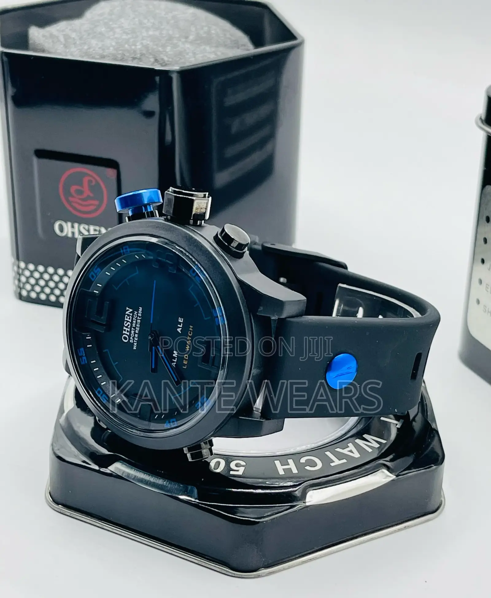 Ohsen Waterproof Double Time Rubber Wristwatch
