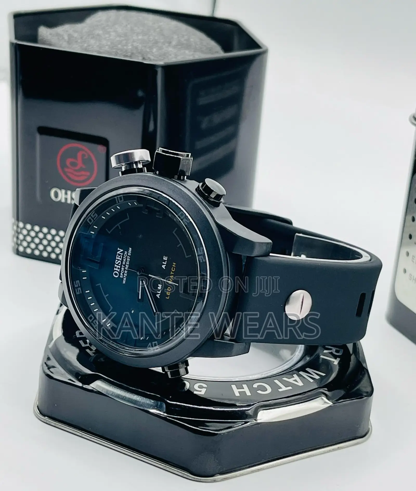 Ohsen Waterproof Double Time Rubber Wristwatch