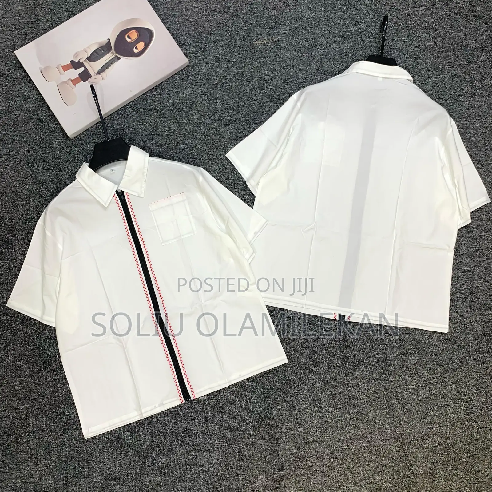 Button Silk Crop Shirt