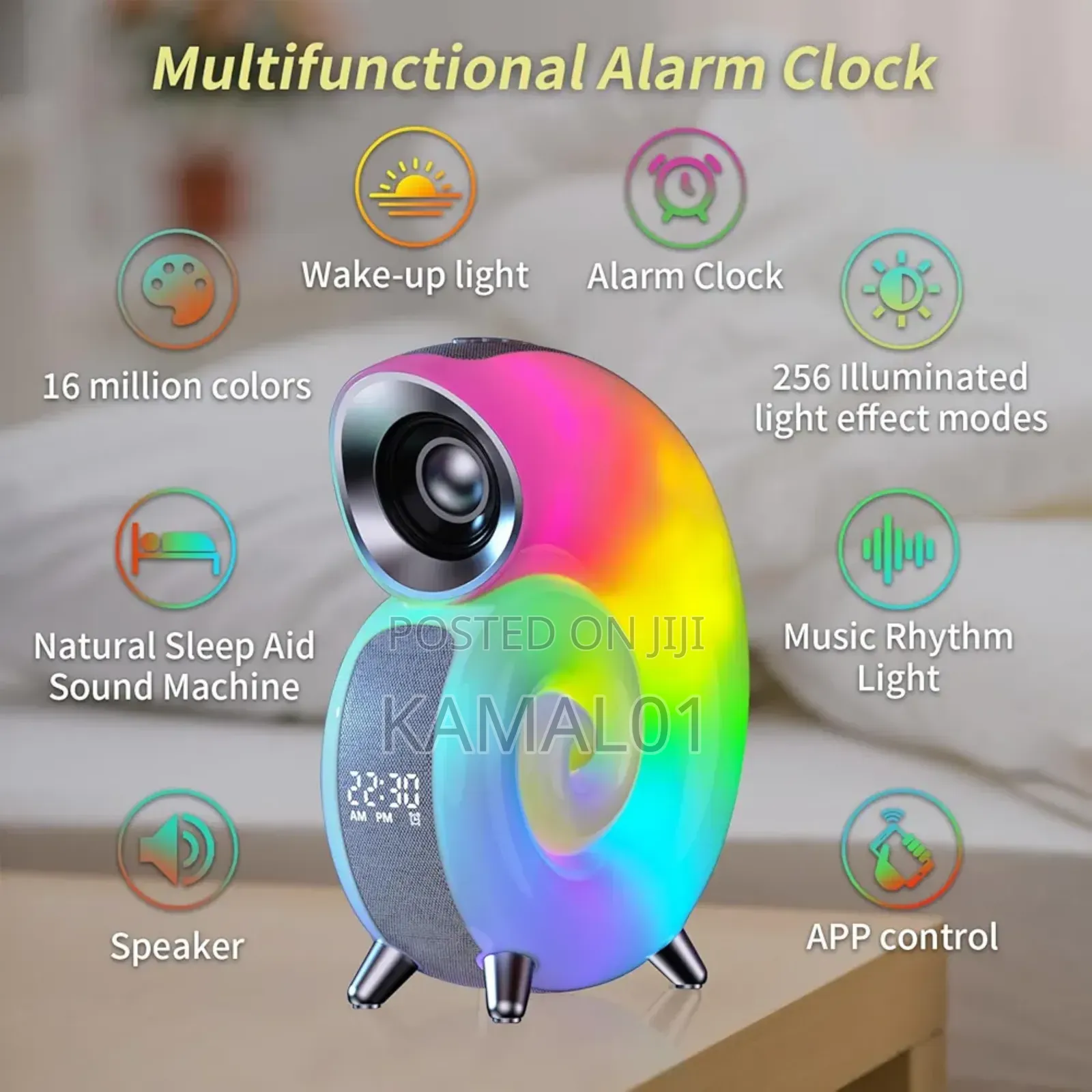 Wireless Bluetooth Speaker With Led Light Lamp Alarm Clock