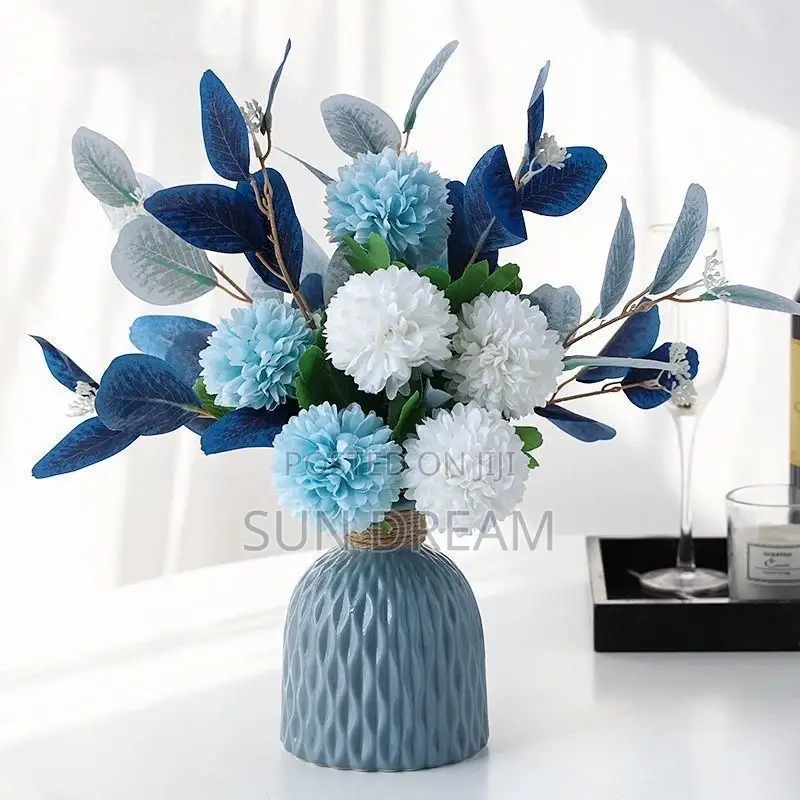 Artificial Flower Blue Flowers With Vase
