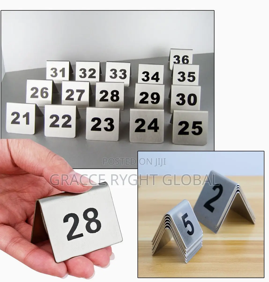 Metal Tent Table Numbers Signs for Restaurants, Cafes, Bars