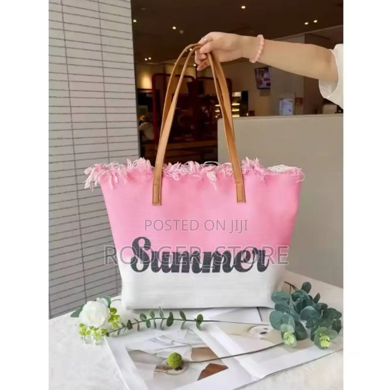 Summer New Canvas Women's Large Capacity Beach Bag Underarm