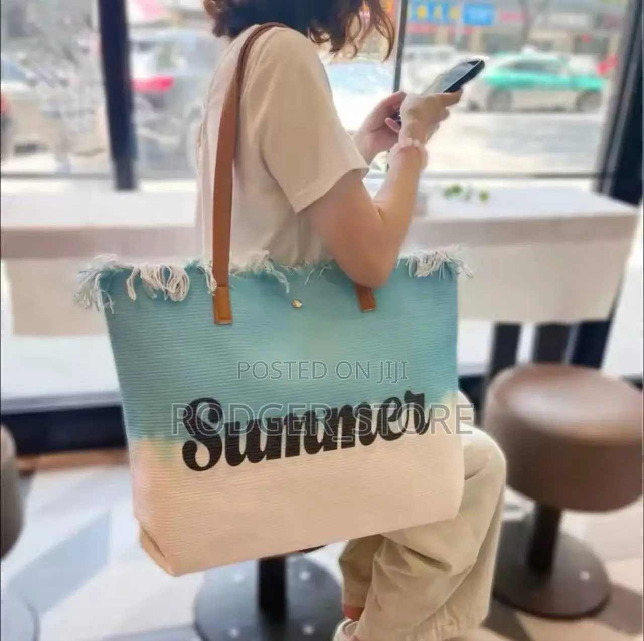 Summer New Canvas Women's Large Capacity Beach Bag Underarm