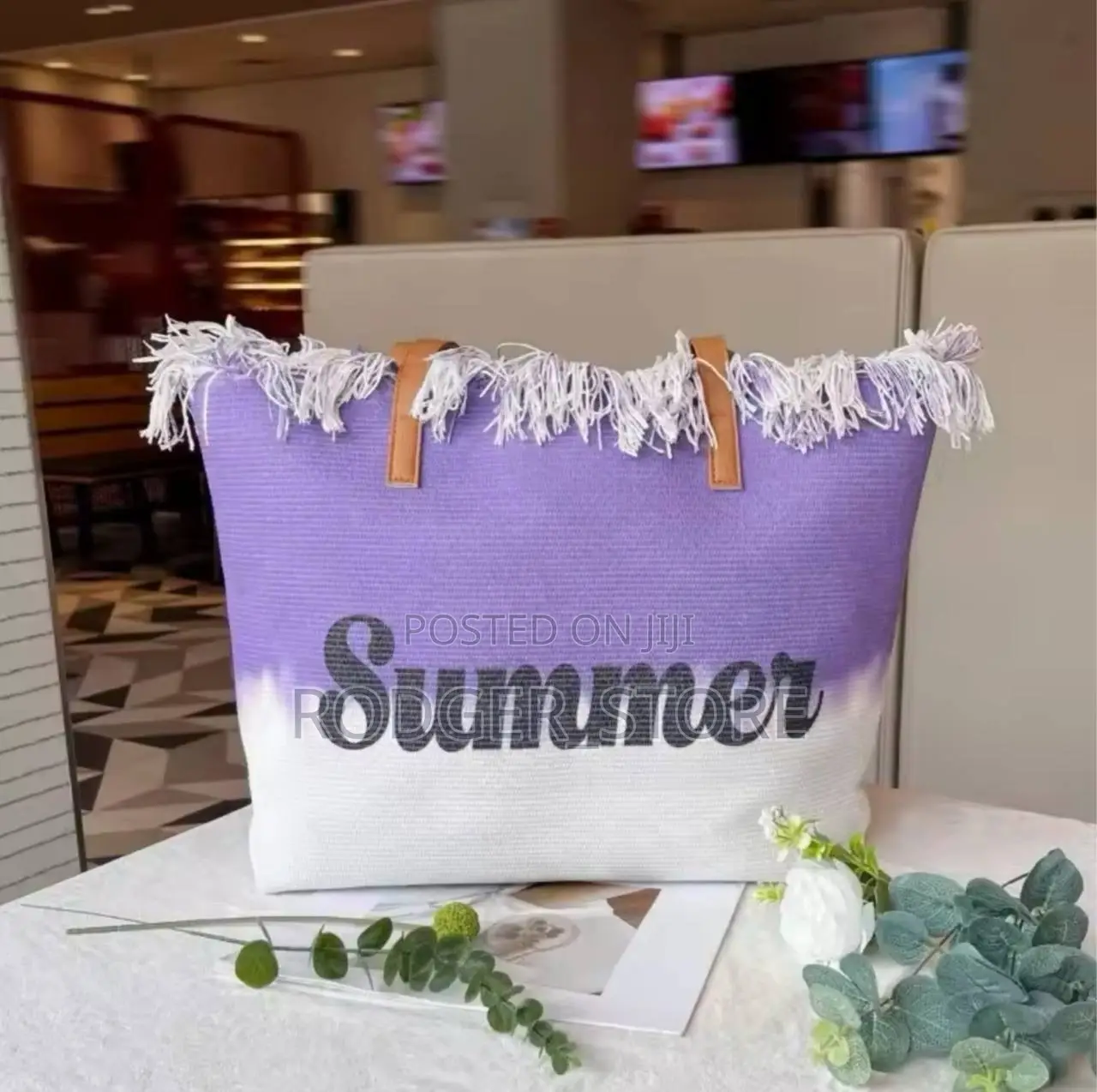 Summer New Canvas Women's Large Capacity Beach Bag Underarm
