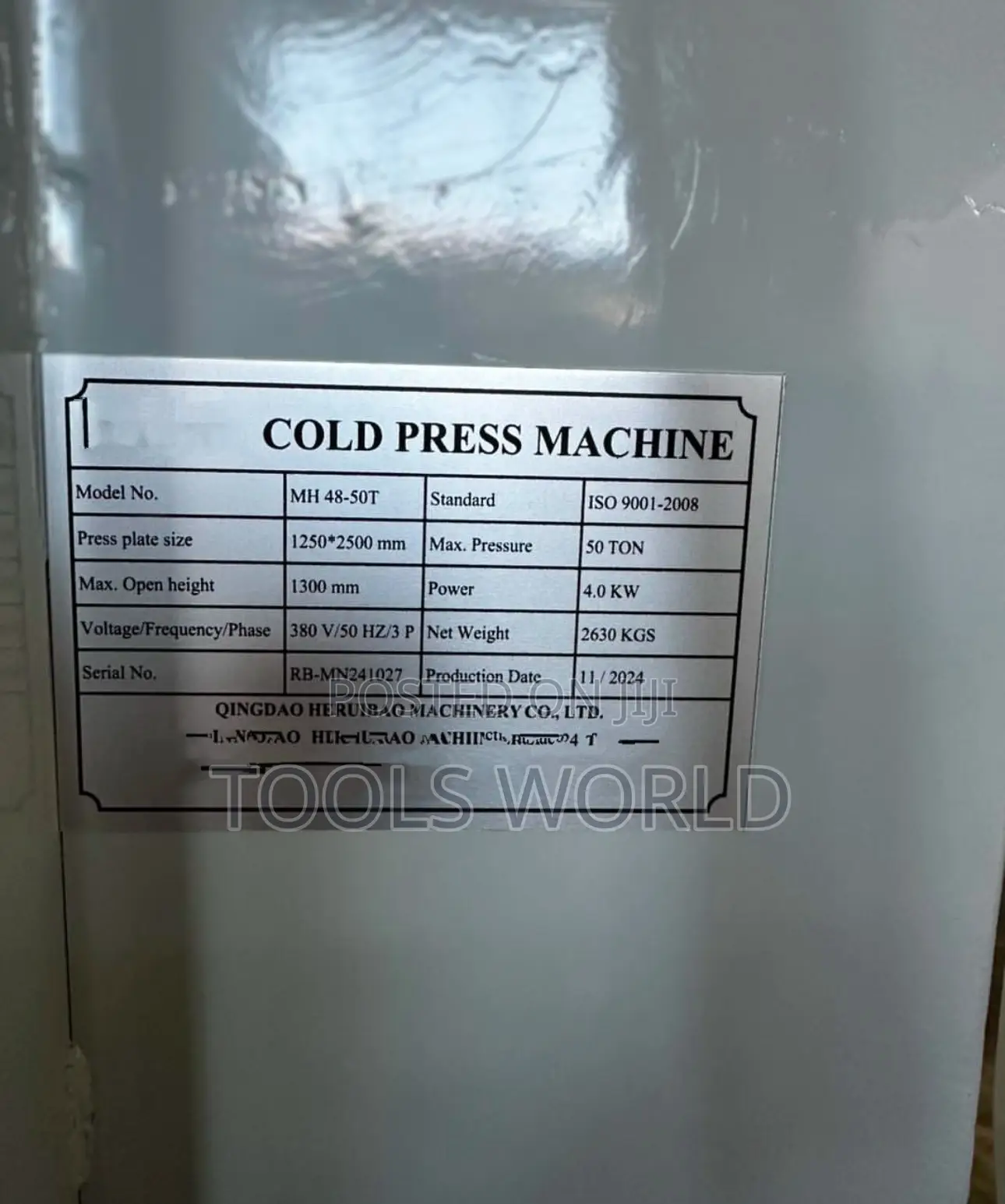 50t Hydraulic Cold Press Machine for Woodworking 1000mm Stro