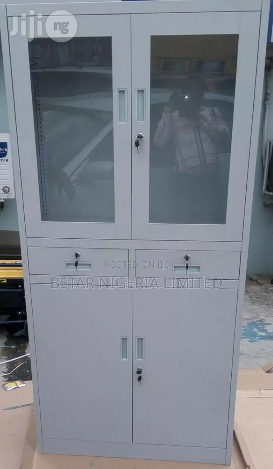 *Elegant Half-Glass and Wooden Cabinet*
