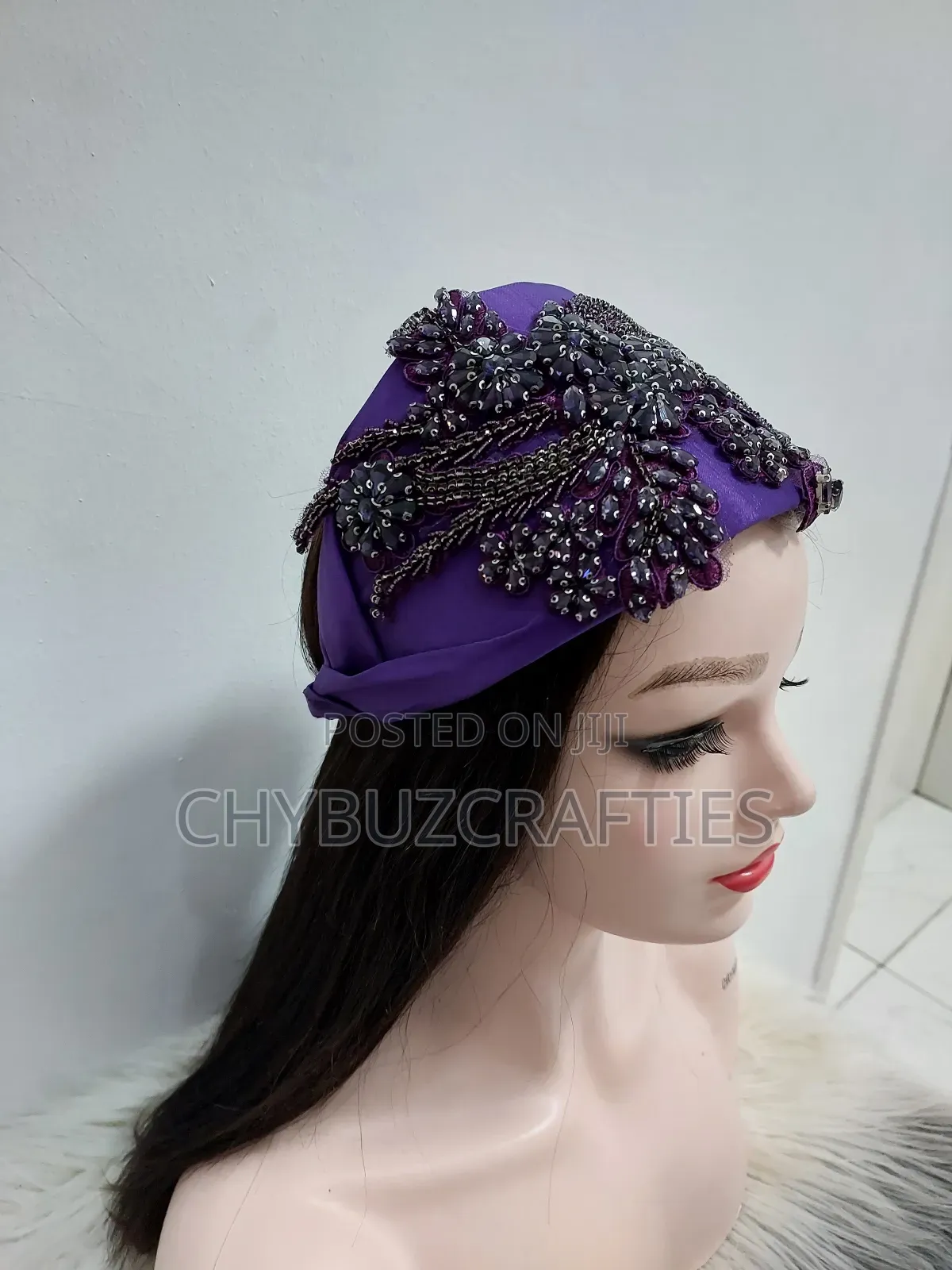 Purple Beaded Hairpiece