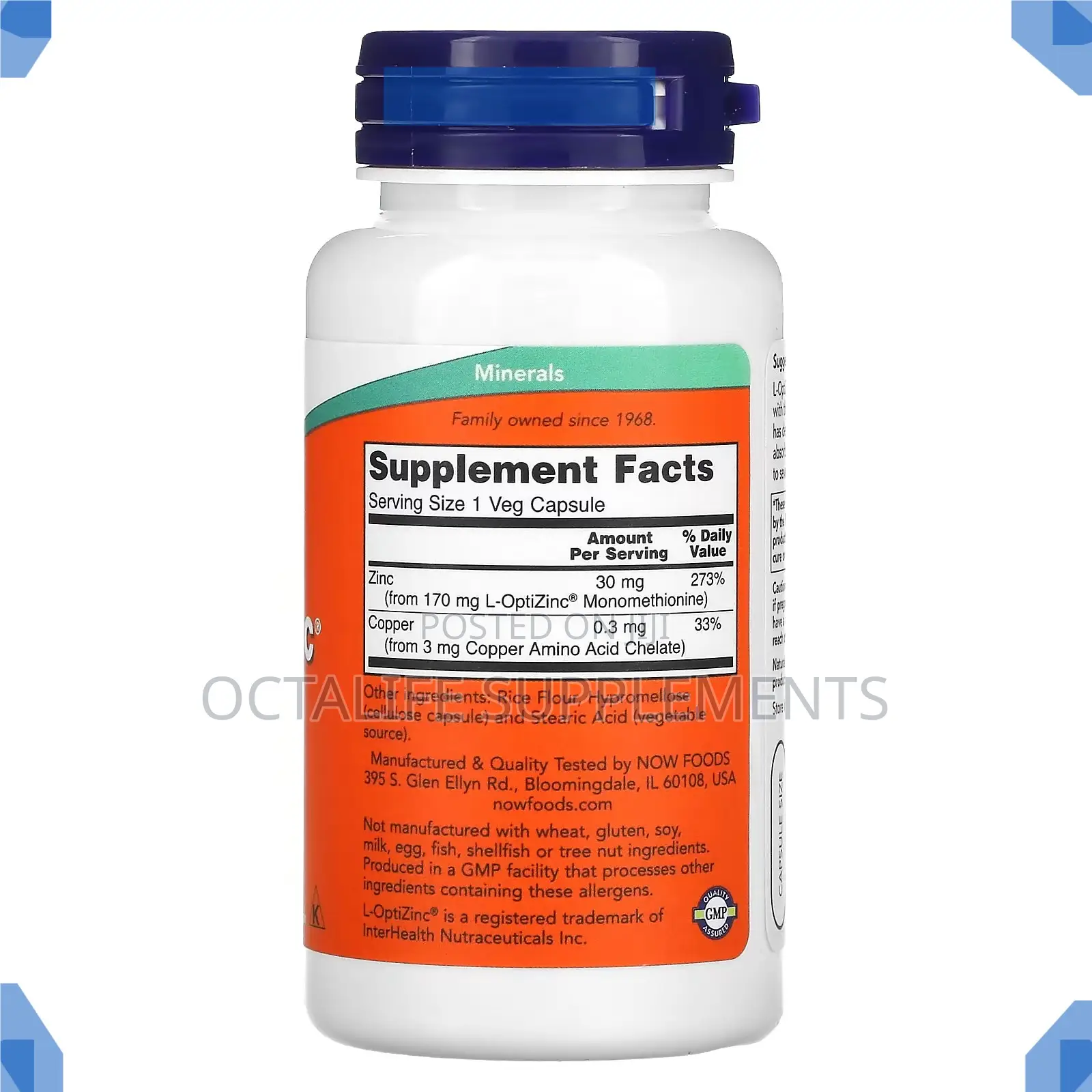 Now Foods, L-Optizinc, 30 Mg, 100 Veg Capsules
