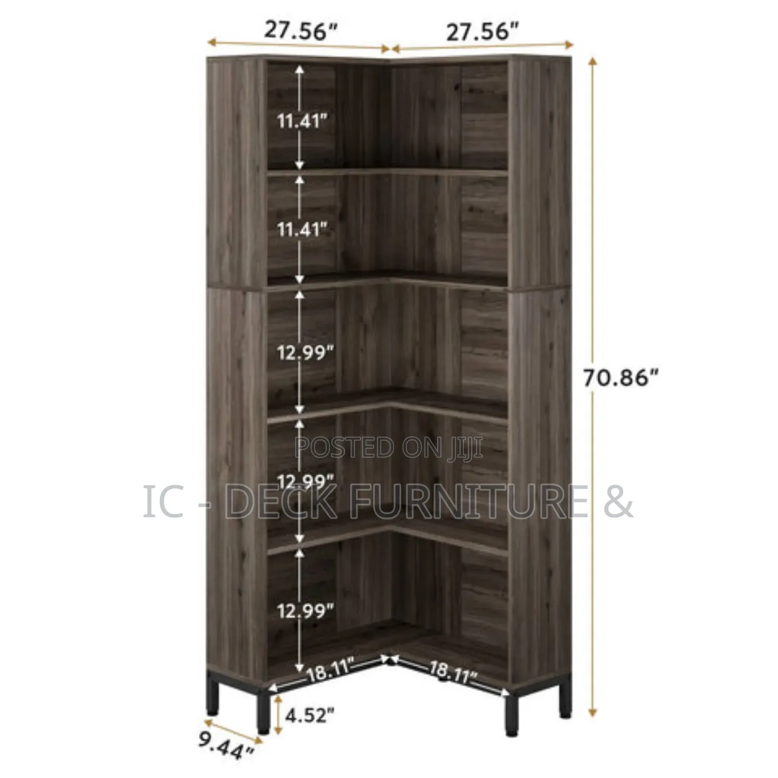 6-Tier L-Shaped Bookcase Corner Bookshelf