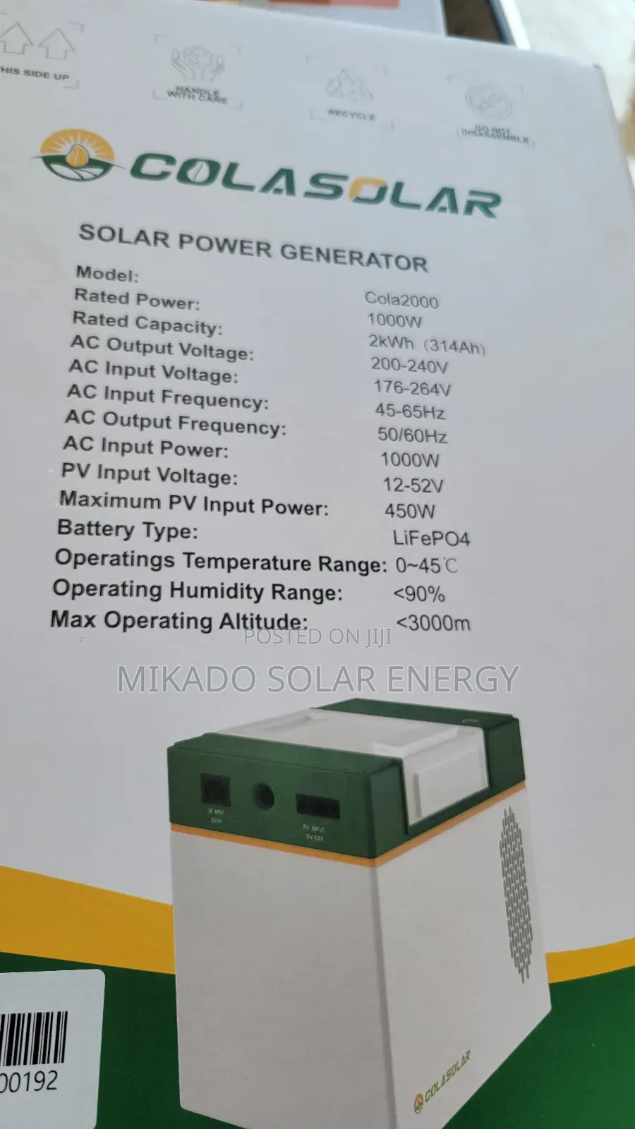 Colasolar 2kwh Powerful Solar Generator With 3years Warranty