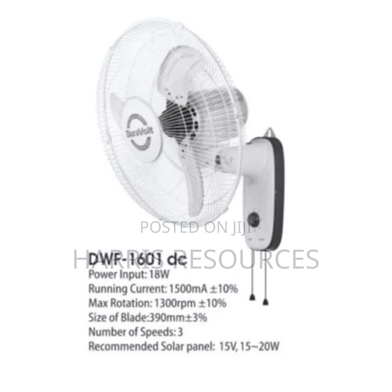 Duravolt Wall Mounted Fan - 16 Inches