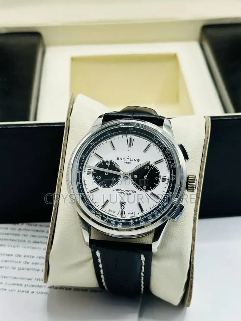 Breitling Quality Luxury Men Genuine Leather Wristwatch