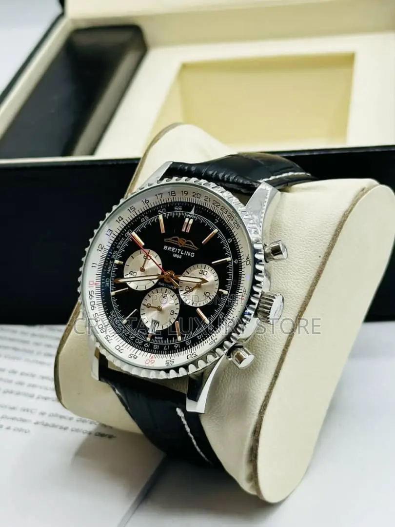 Breitling Quality Luxury Men Genuine Leather Wristwatch