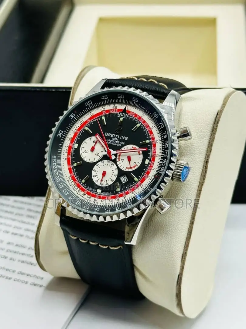 Breitling Quality Luxury Men Genuine Leather Wristwatch