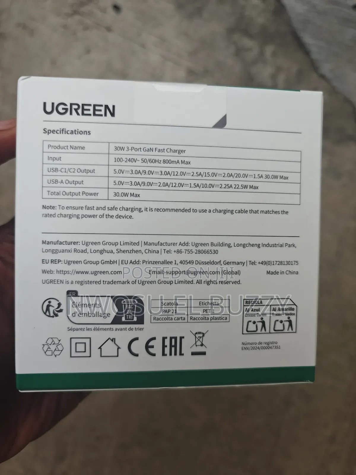 Ugreen 30w 3 Port Gan Charger