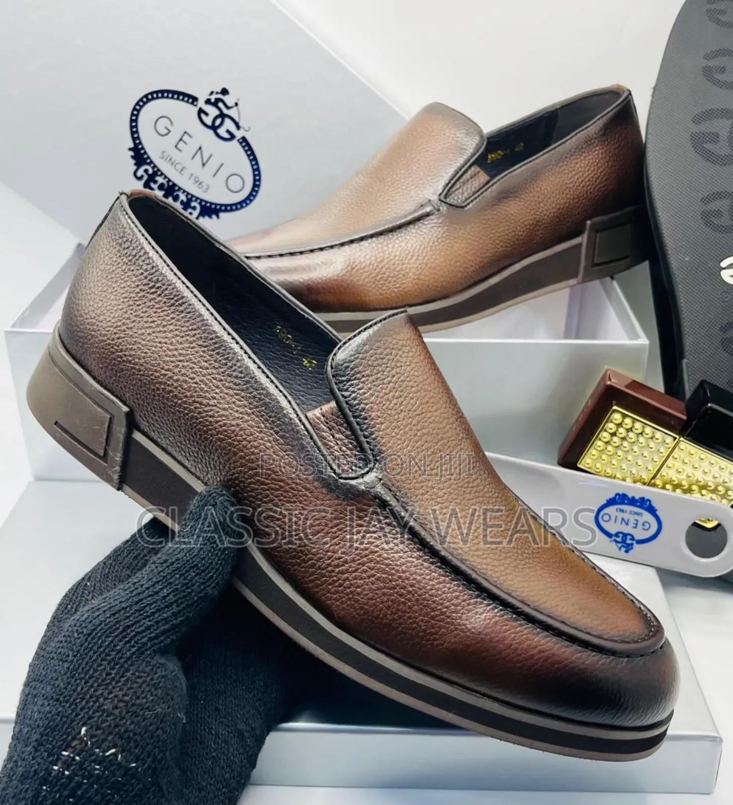 Brown Raw Leather Shoe in Store