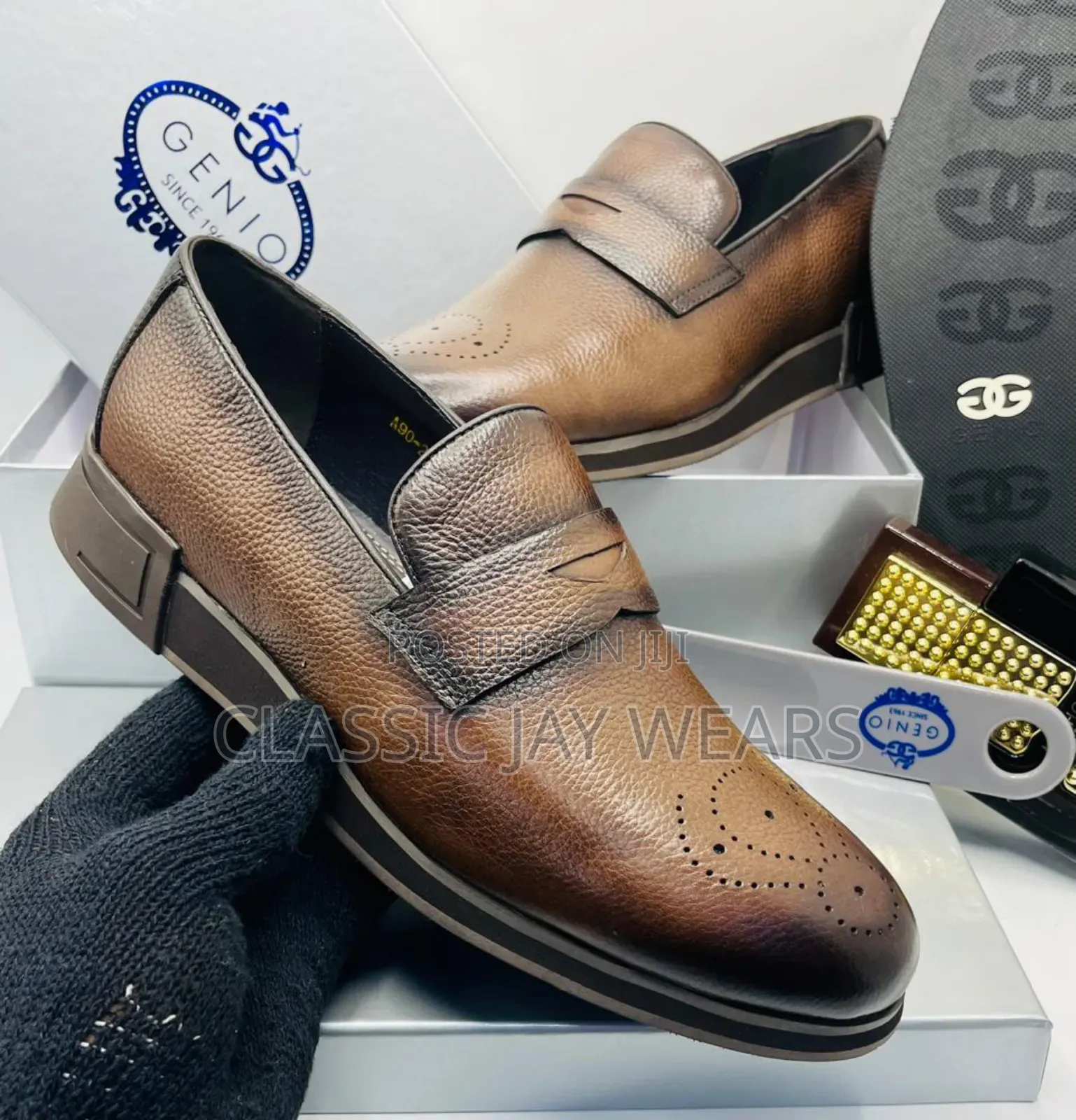 Brown Raw Leather Shoe in Store
