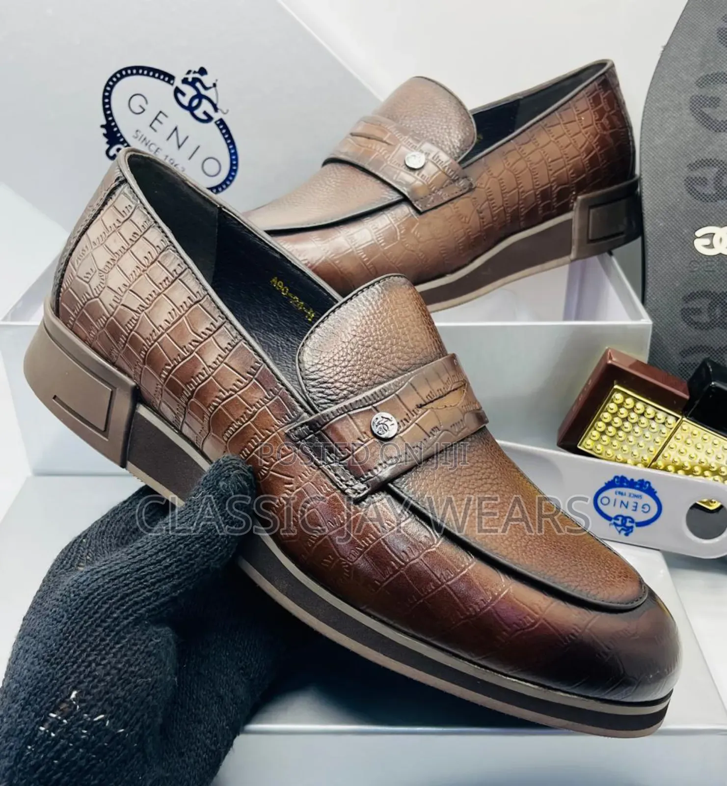 Brown Raw Leather Shoe in Store