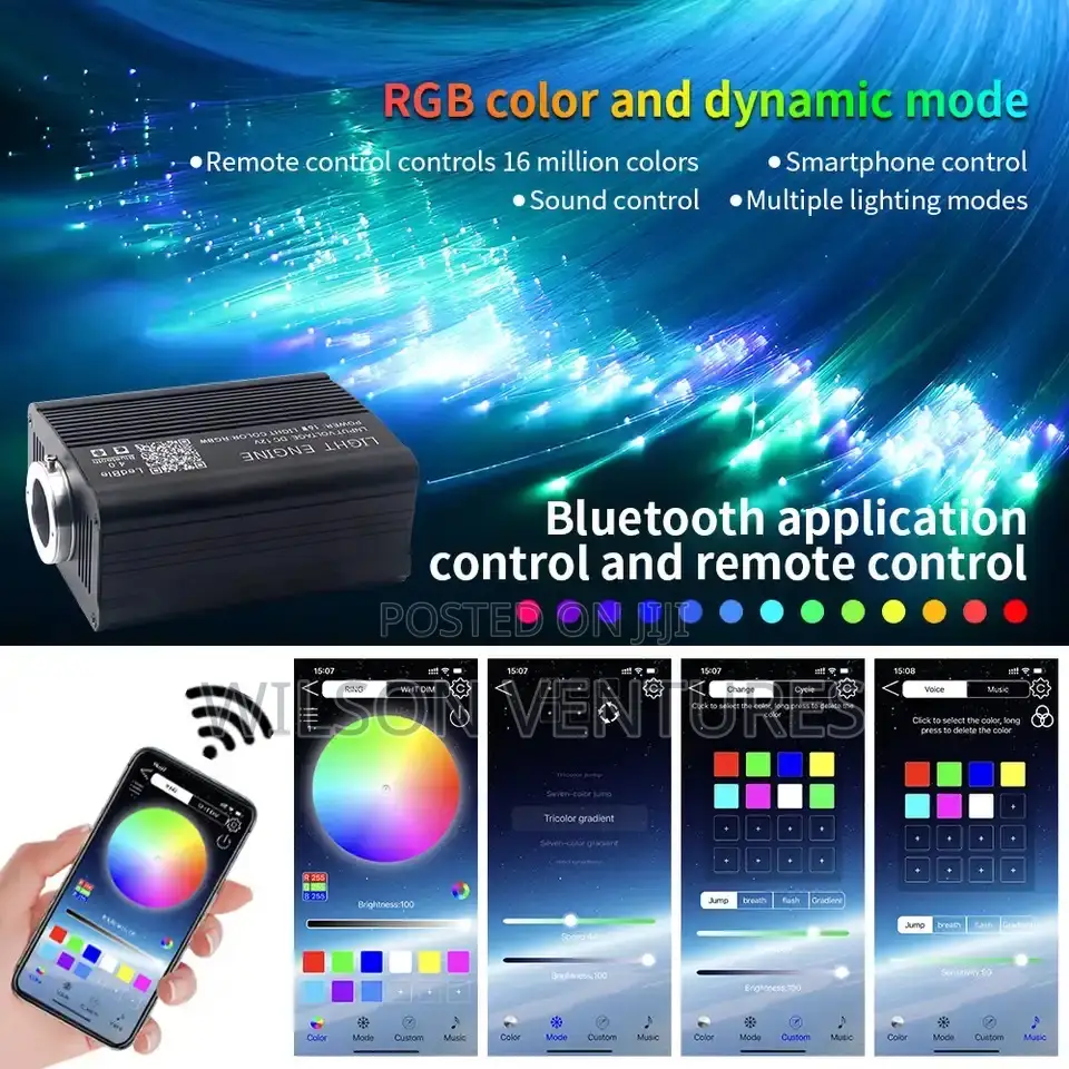 Fiber Optic Car Ceiling Roof Star Light App Music Control