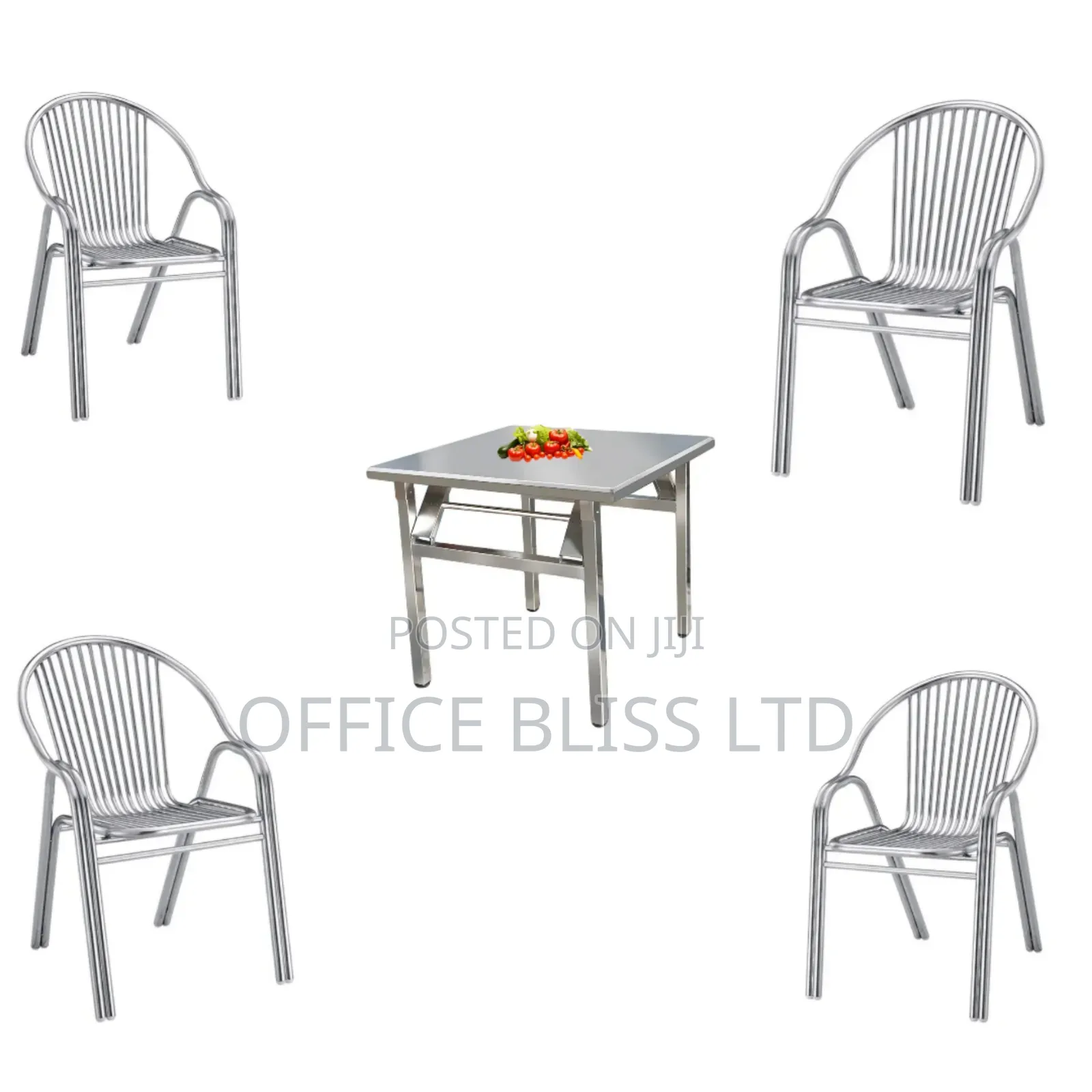 Outdoor Stainless Steel Folding Table + 4 Chair