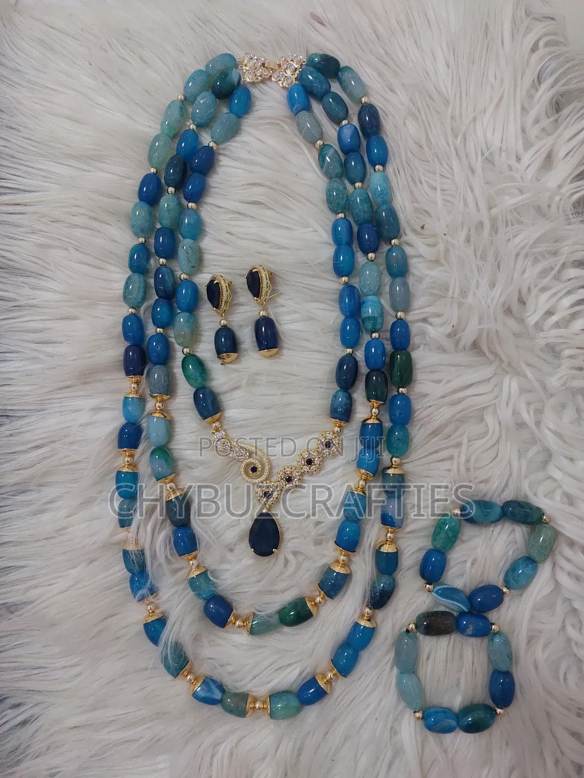 Acrylic Three Layers Bead With Gold Stones