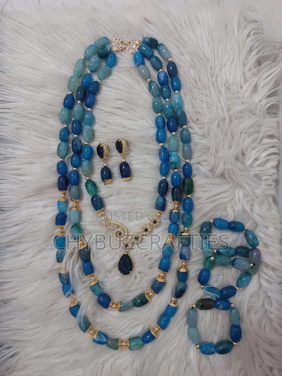 Acrylic Three Layers Bead With Gold Stones
