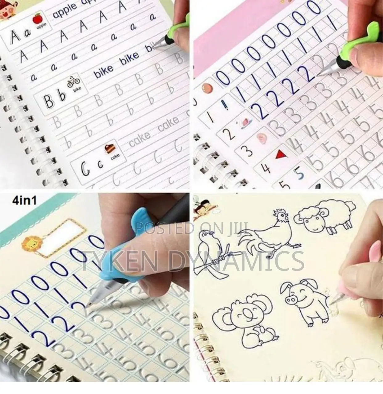 4in1 Reusable Calligraphy Sank Magic Kids Practice Book-4pcs