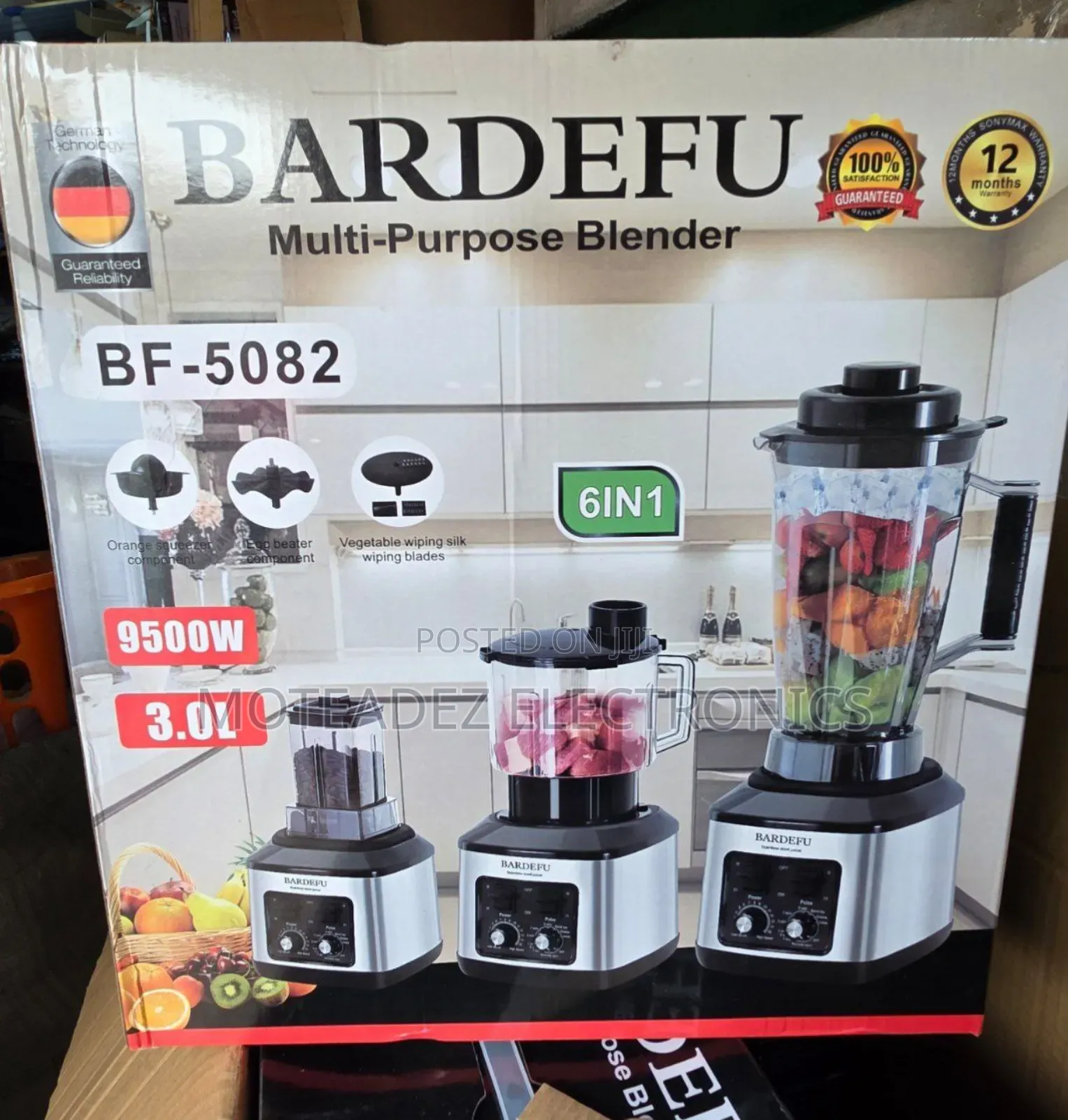 Bardefu 8in1 (4l) Copper Commercial Blender/Juicer/Grinder (5082)