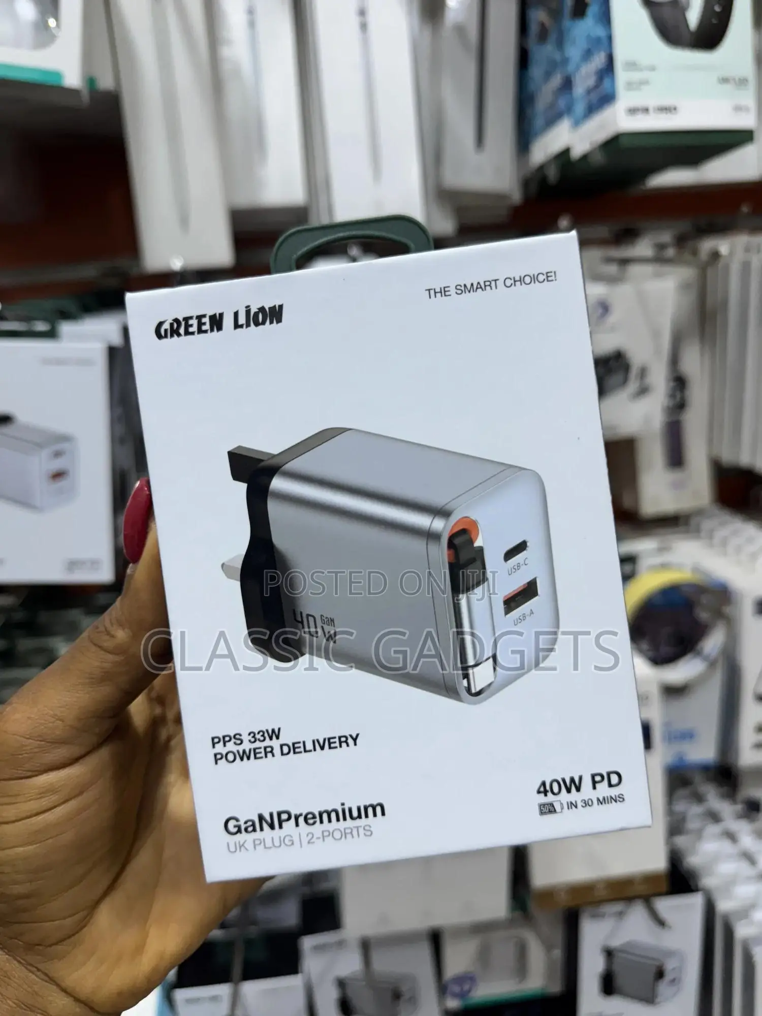 Green Lion Gan Premium Uk Plug Wall Charger 40w