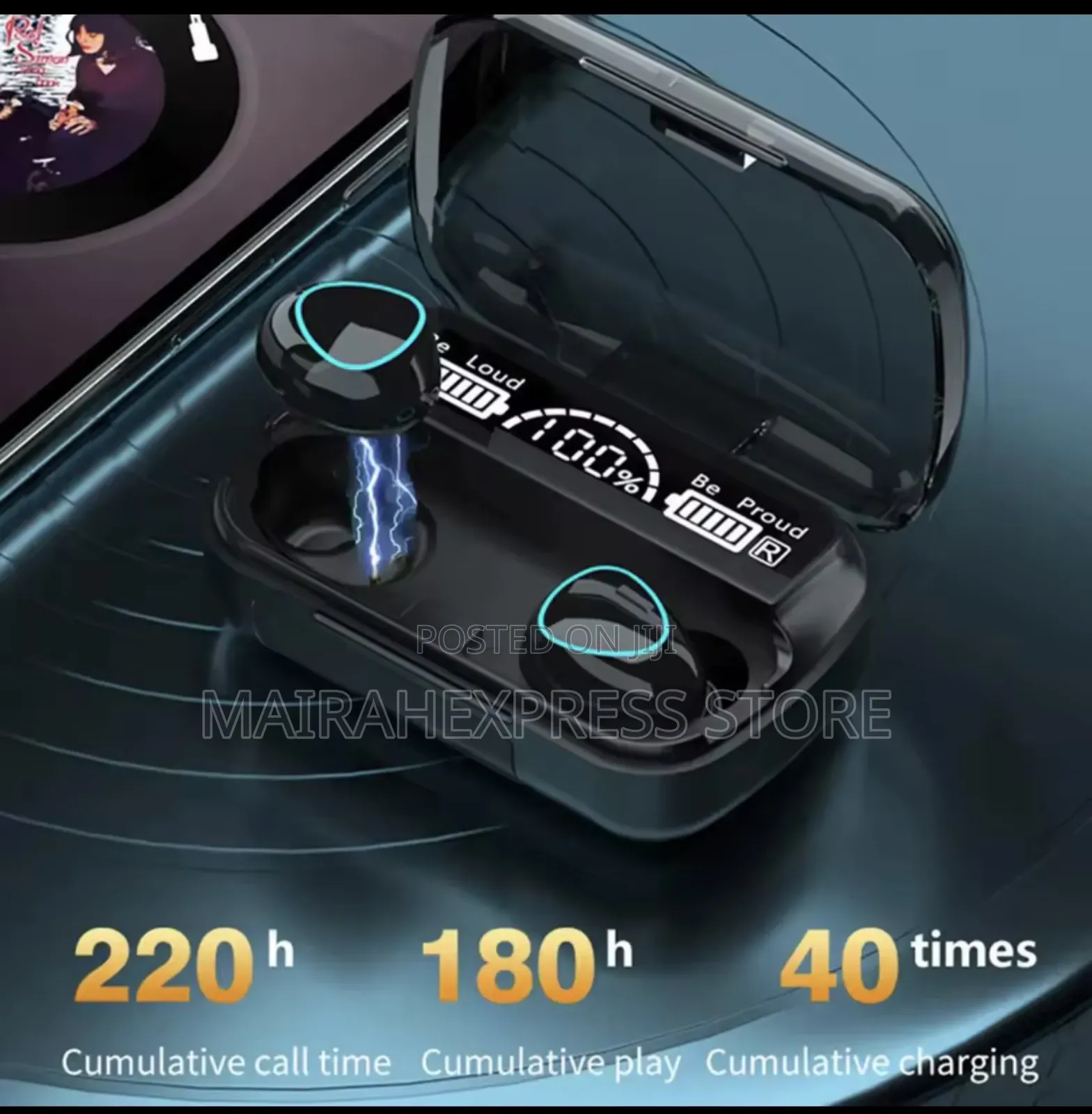 M10 Bluetooth Earbud Finger Print Touch With Power Bank