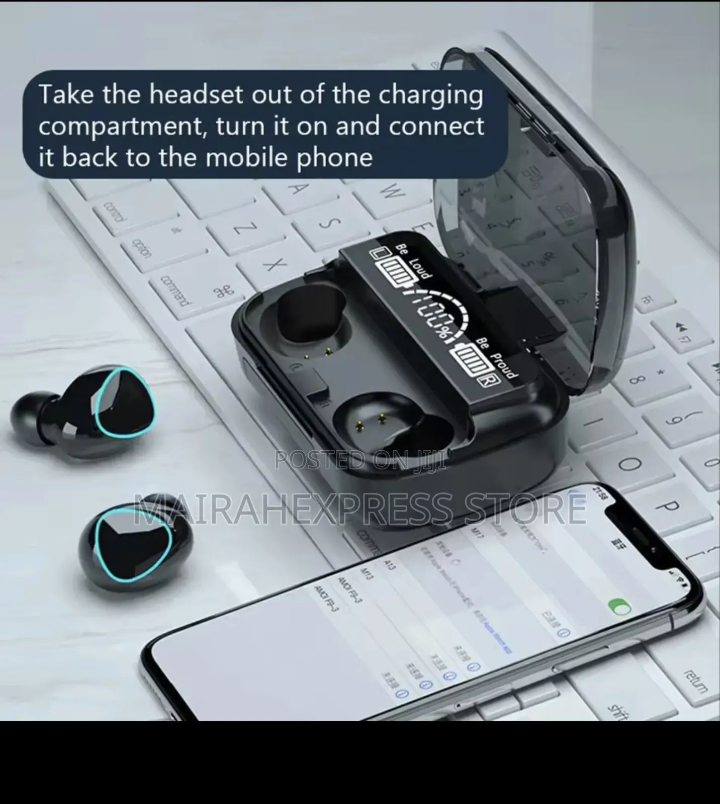 M10 Bluetooth Earbud Finger Print Touch With Power Bank