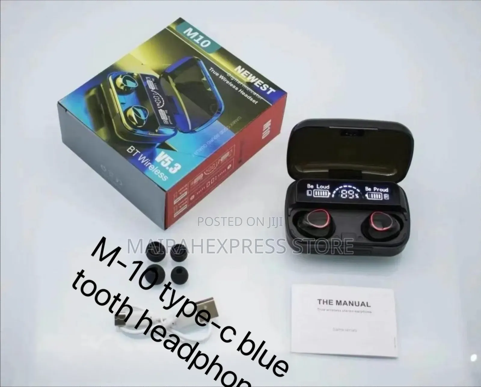 M10 Bluetooth Earbud Finger Print Touch With Power Bank