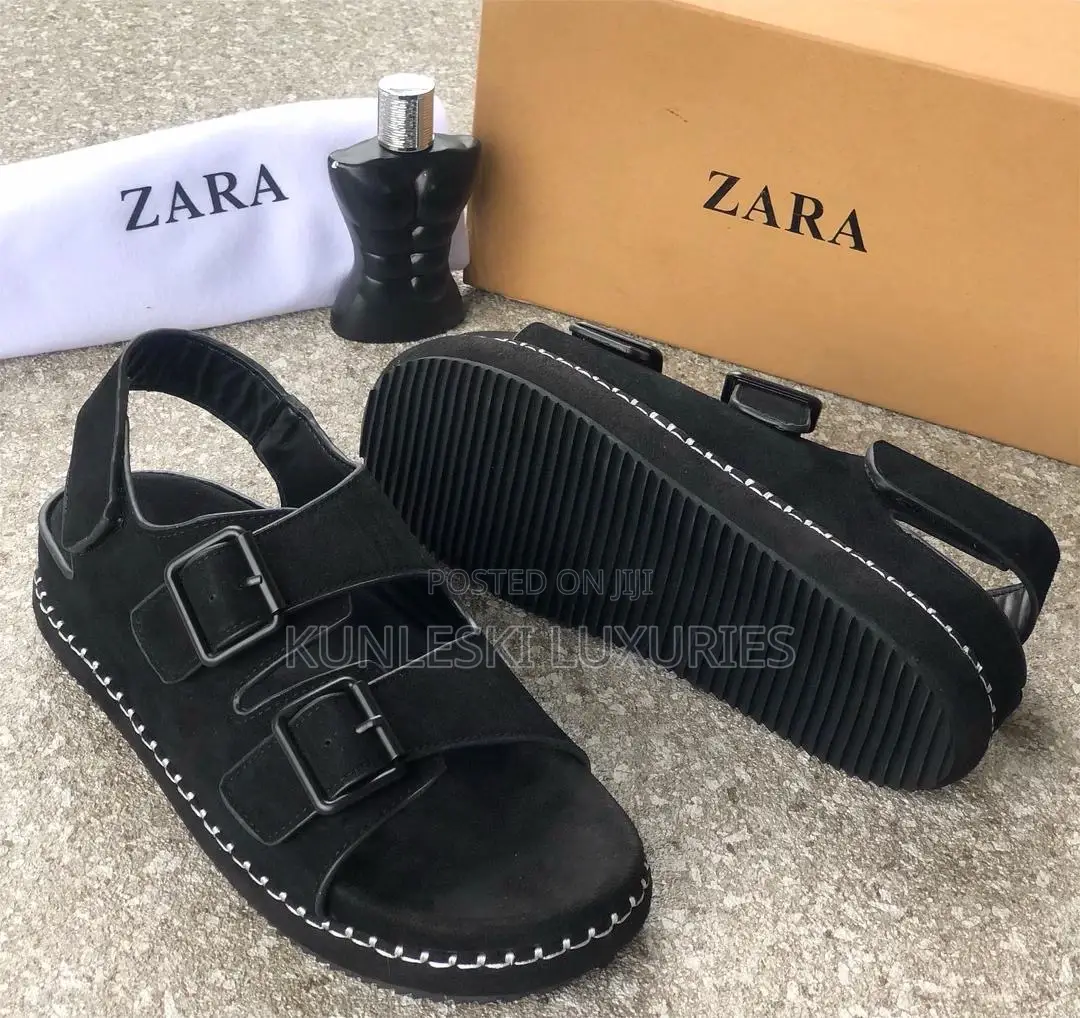 Original Suede Zara Black Sandals for Men