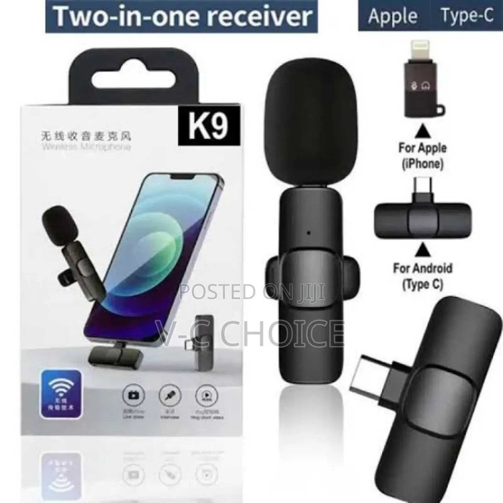 K9 -wireless Dual Microphone Professional Microphone Type -c