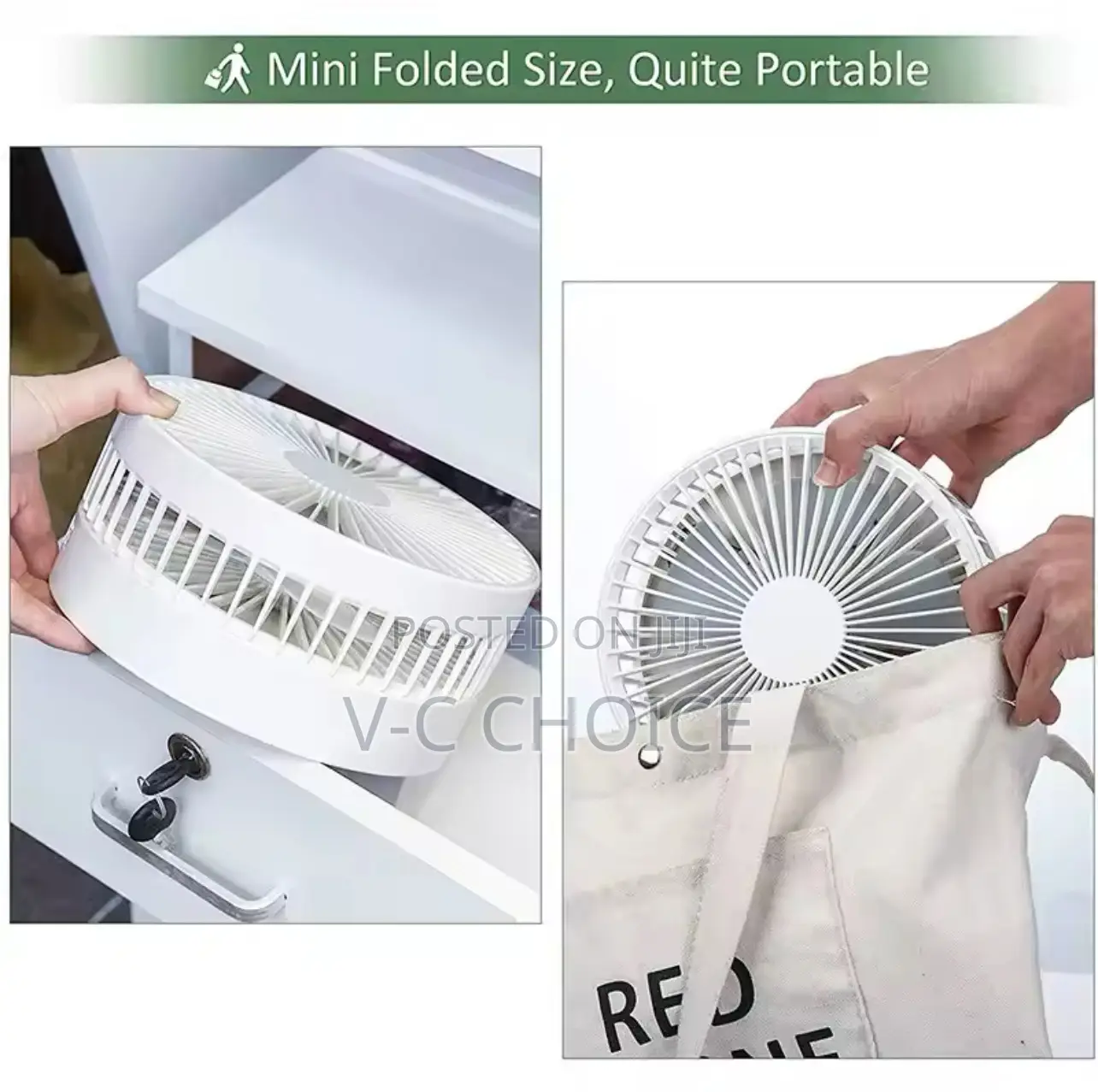 Rechargeable Portable Folding Fan Floor Low Noise Wireless
