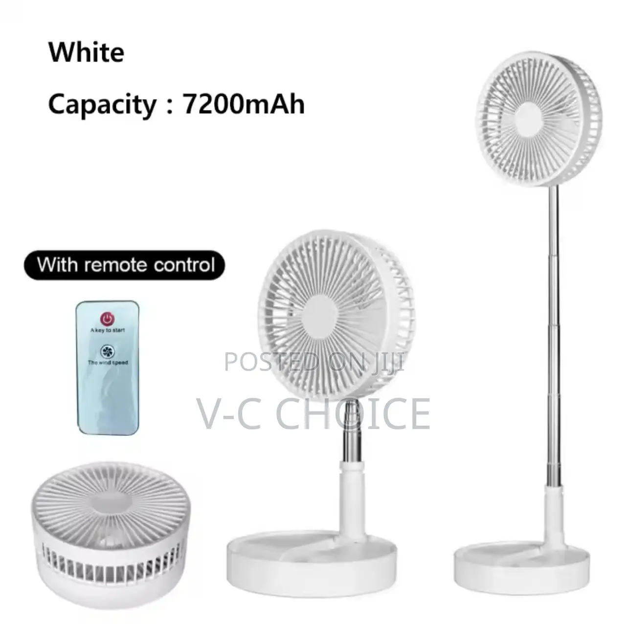 Rechargeable Portable Folding Fan Floor Low Noise Wireless
