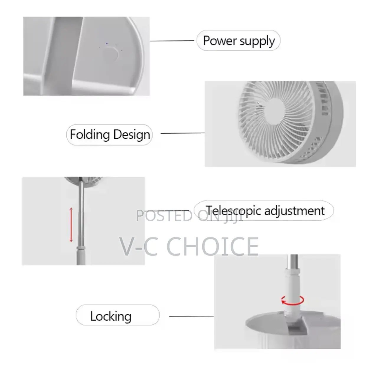 Rechargeable Portable Folding Fan Floor Low Noise Wireless