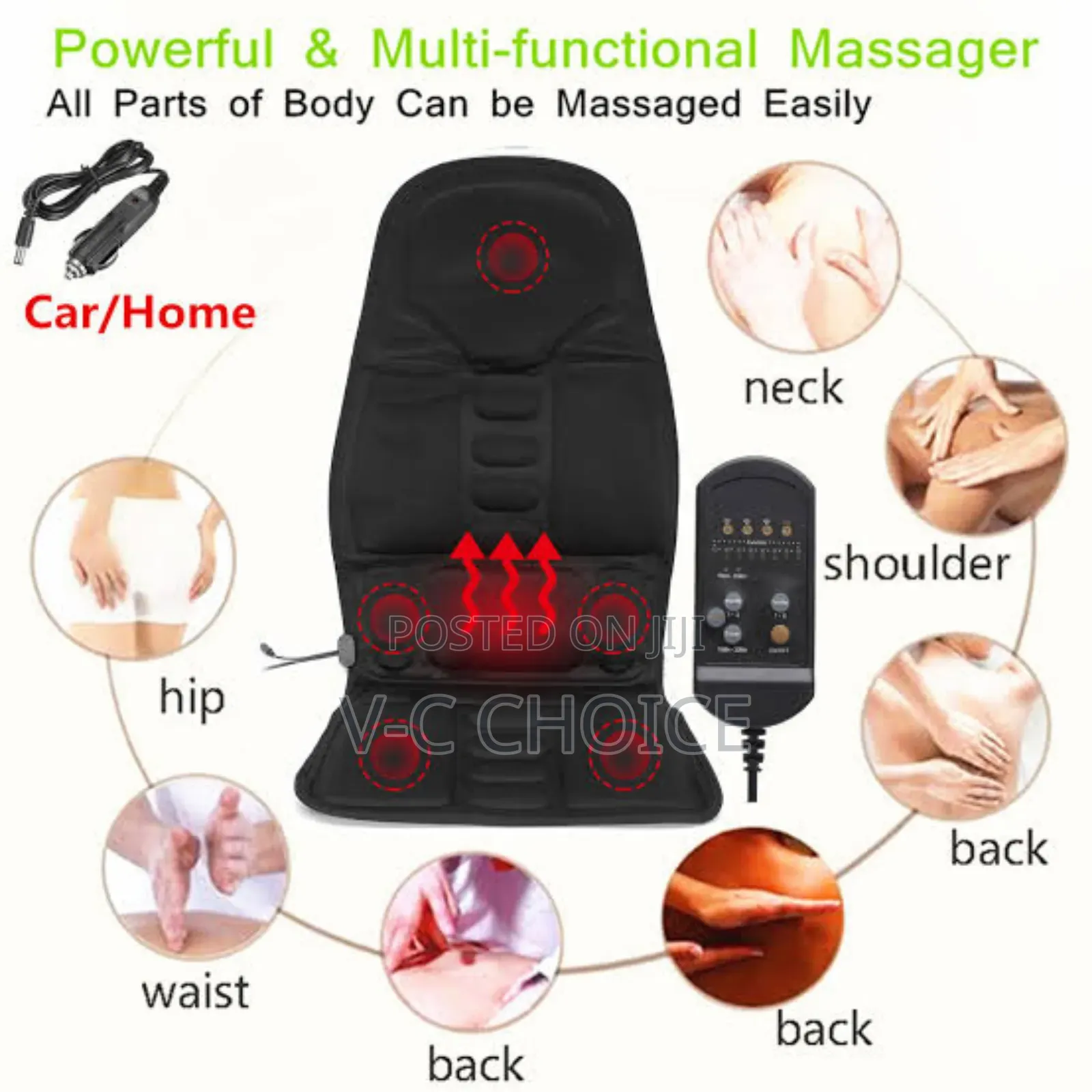 Car Electric Massage Chair ' Heating Vibrating Back Massager