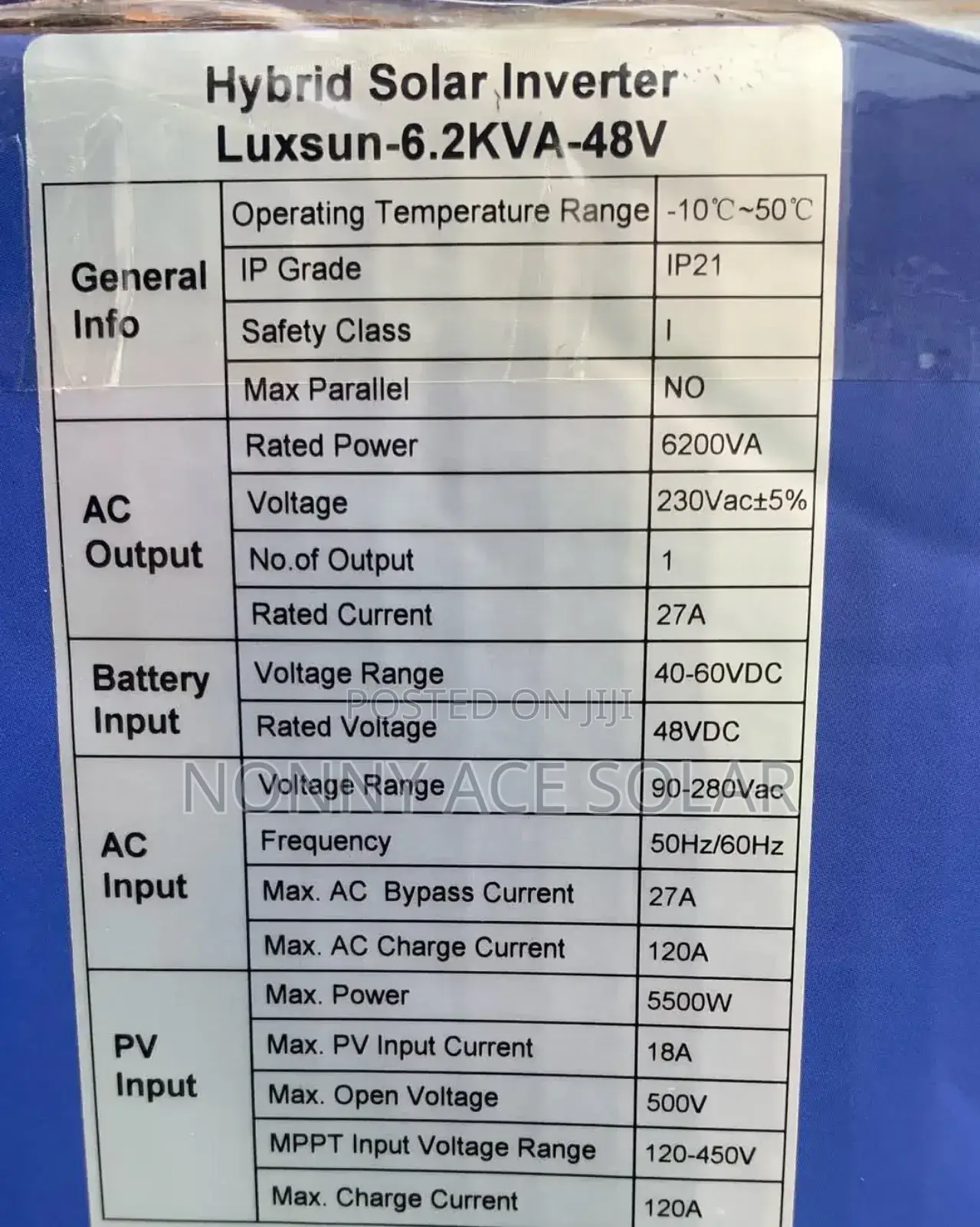 Luxsun 6.2kva 48v Hybrid Inverter