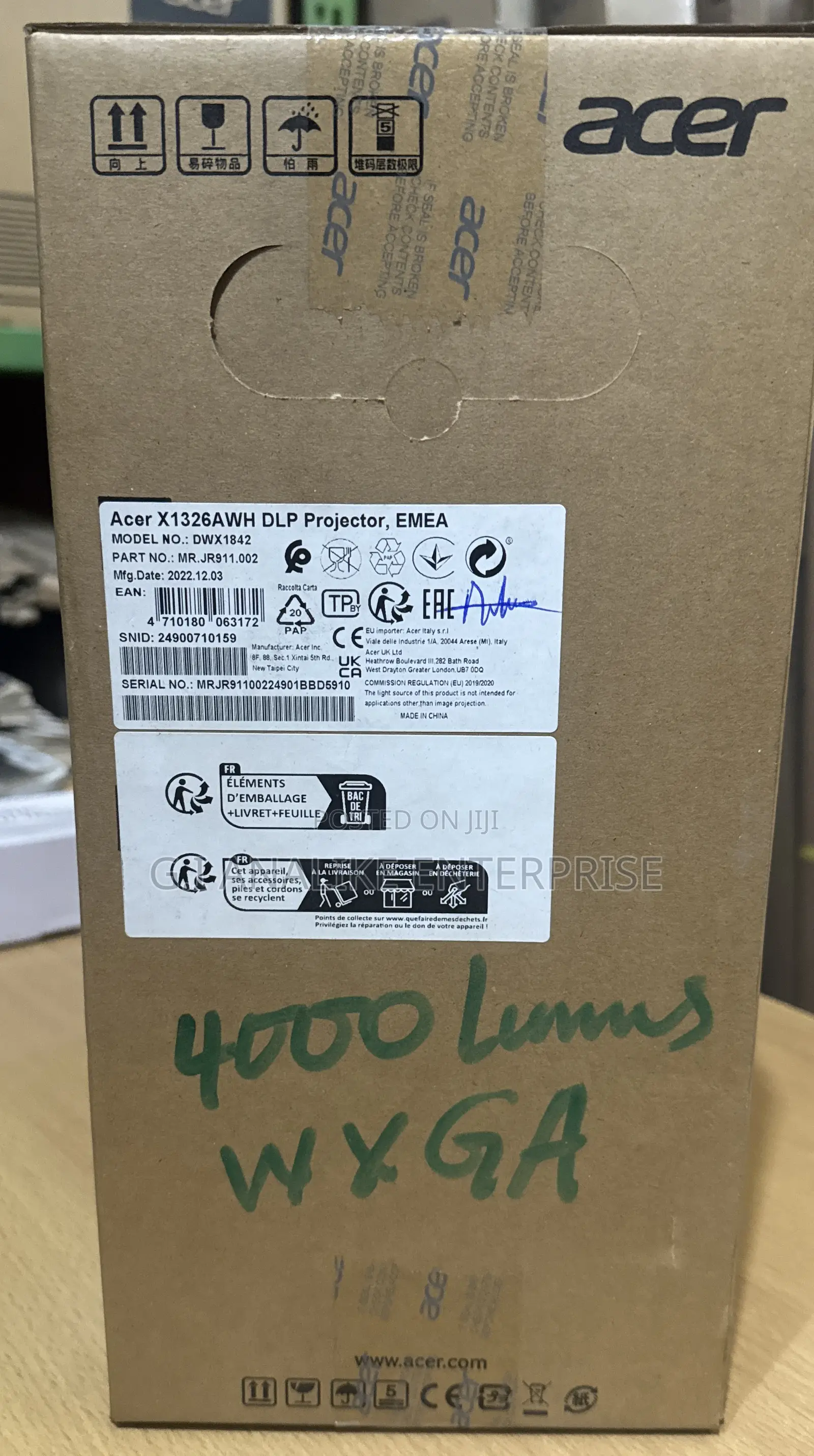 Acer X1326awh 4000 Lumens Wxga DLP Projector