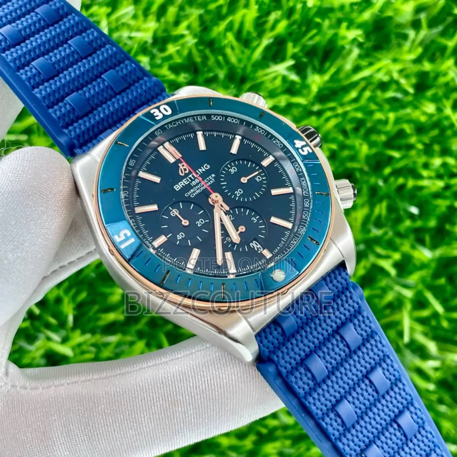 Original Breitling Chronomat Blue Rubber Strap Watch
