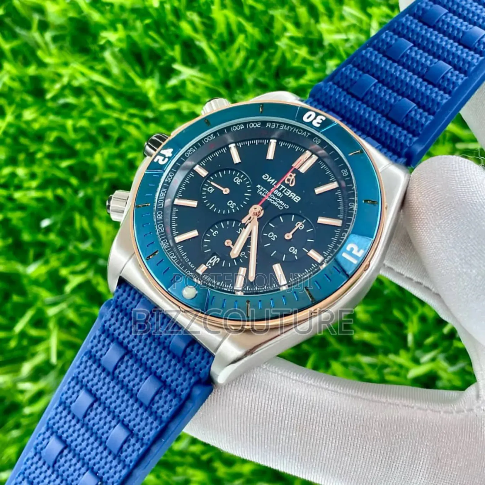 Original Breitling Chronomat Blue Rubber Strap Watch