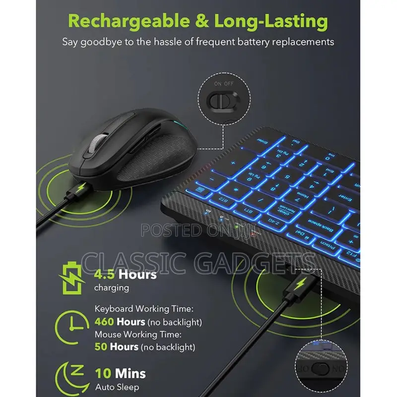 Kl220 RGB Backlit Wireless Bluetooth Keyboard Mouse Combo
