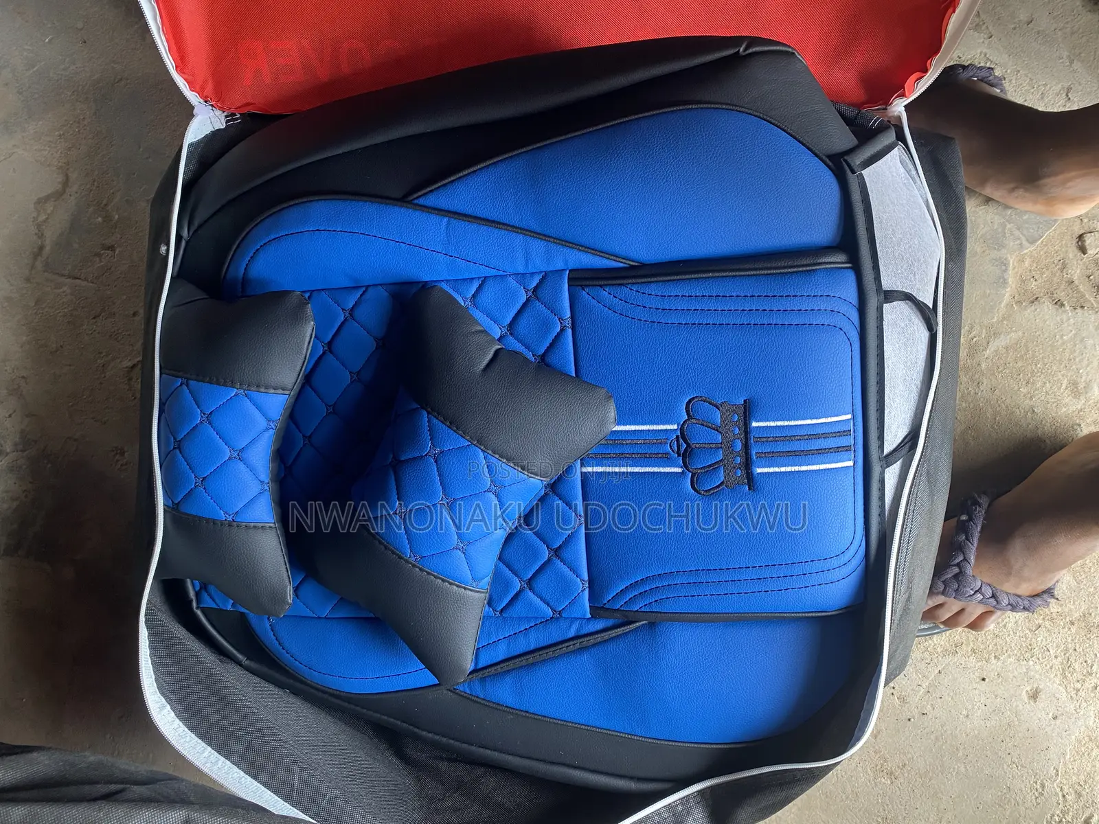 Crown Seat Cover Blue and Black