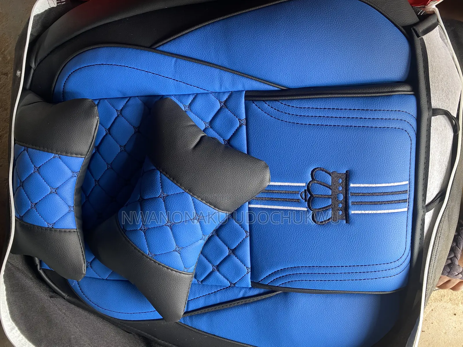 Crown Seat Cover Blue and Black