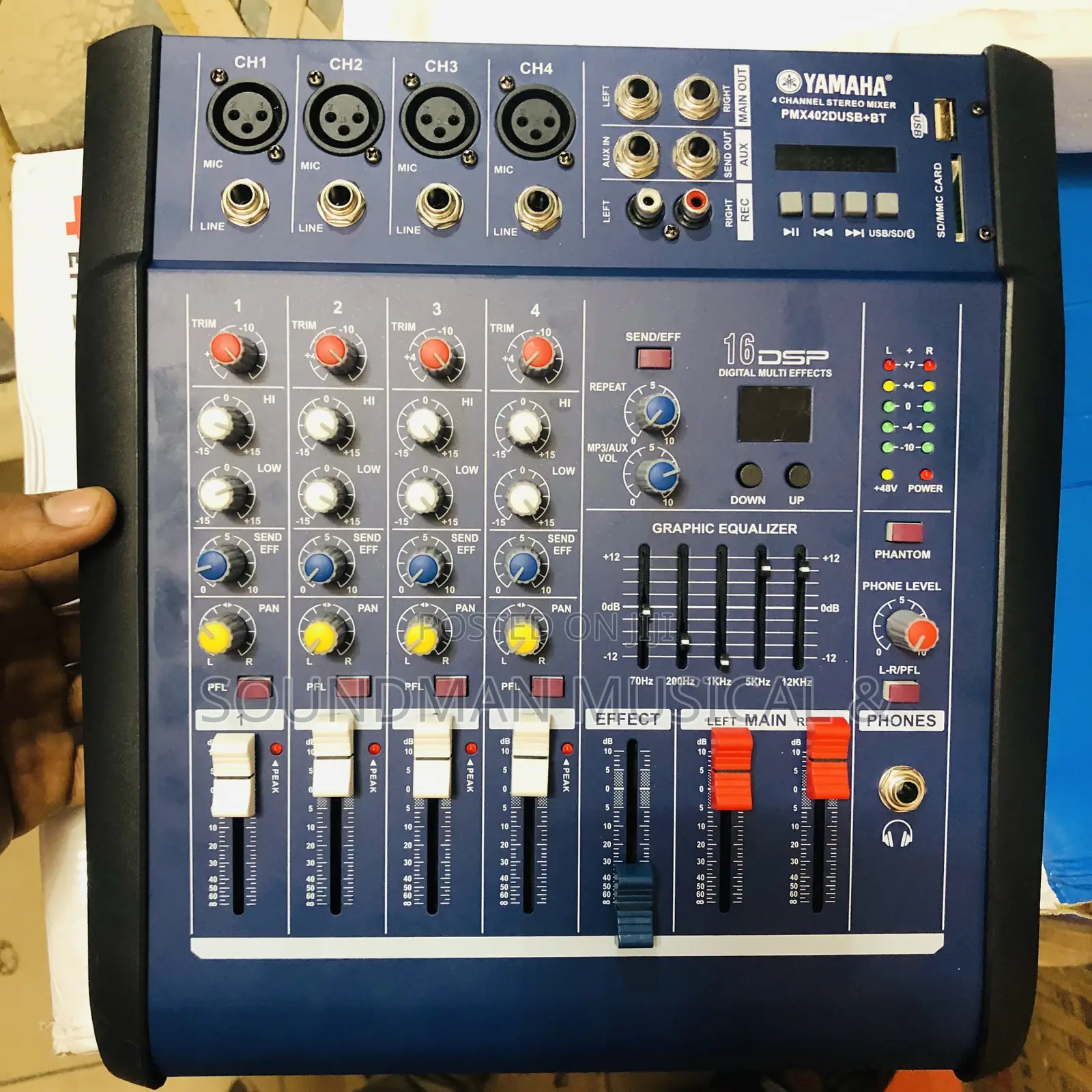 Yamaha Professional 4 Channel Mixer With Bluetooth and Usb Pmx402d